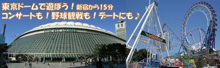 東京ドームはかどやホテルから15分。コンサートも！野球観戦も！ファミリーも！デートにも！遊べます◎